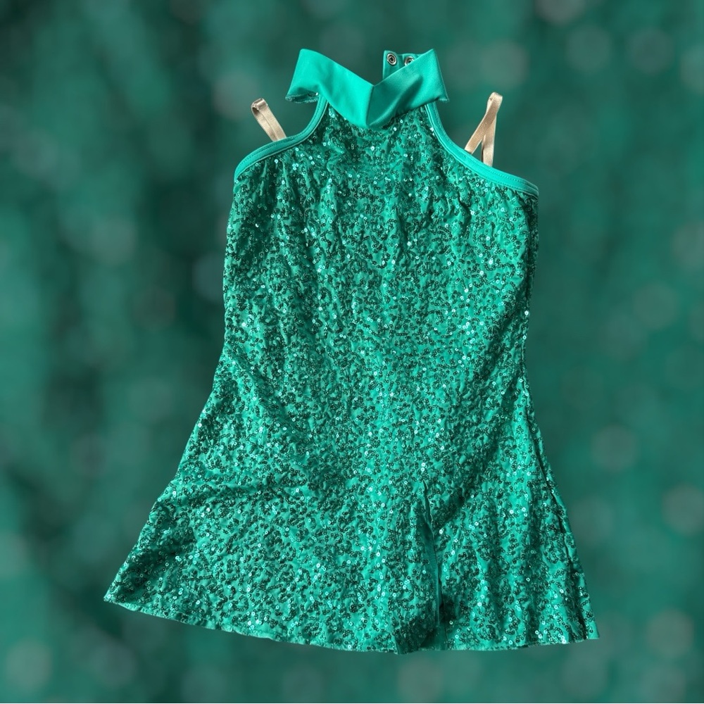 Weissman Emerald Sequin Halter Dance Dress